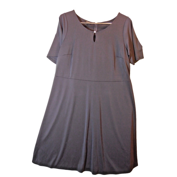 Talbots Dress Womens 16W Navy Blue Jersey Knit Fit and Flare‎ Flutter Sleeve NWT - Picture 14 of 14